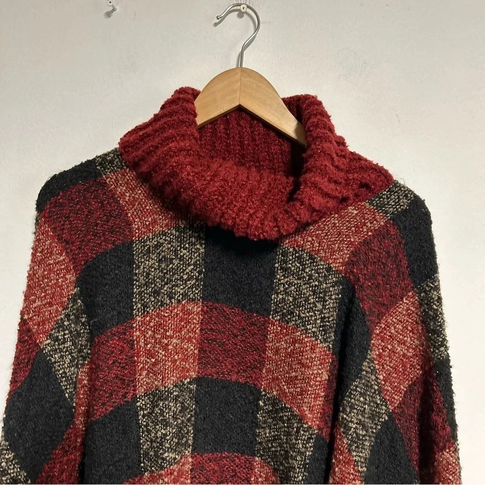 NWT-Simonetta Women’s One Size Color Block Cape‎ Cowl Neck Fringed Autumn Cozy